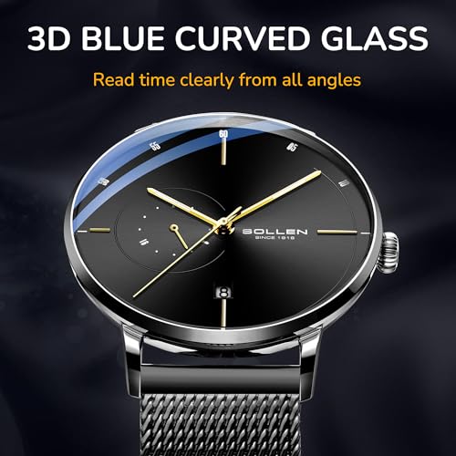 SOLLEN Automatic Watches for Men,Men's Automatic Watch,Original Mechanical Watch Movement,3ATM Water Resistant,Luminous Hands,Calendar and 24-Hour Display,Minimalist Self-Winding Wrist Watches for Men - Image 3