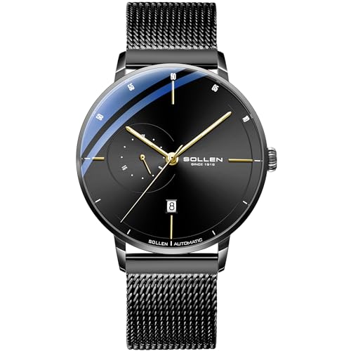 SOLLEN Automatic Watches for Men,Men's Automatic Watch,Original Mechanical Watch Movement,3ATM Water Resistant,Luminous Hands,Calendar and 24-Hour Display,Minimalist Self-Winding Wrist Watches for Men - Image 1