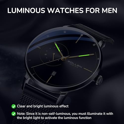 SOLLEN Automatic Watches for Men,Men's Automatic Watch,Original Mechanical Watch Movement,3ATM Water Resistant,Luminous Hands,Calendar and 24-Hour Display,Minimalist Self-Winding Wrist Watches for Men - Image 5