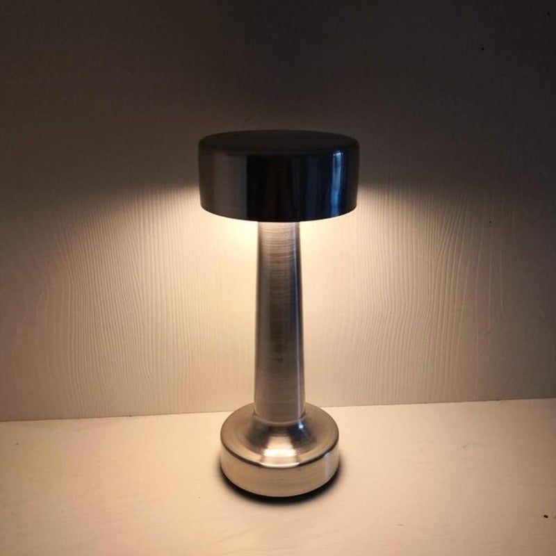 V2COM Modern Table Lamp Cordless Lighting 3W Dumbbells Style Dimmable Touch Switch LED Rechargeable Wireless Aluminium Desk Lamp for Restaurant Reading Bar Coffee Shop [2020 New] (Silver) - Image 4