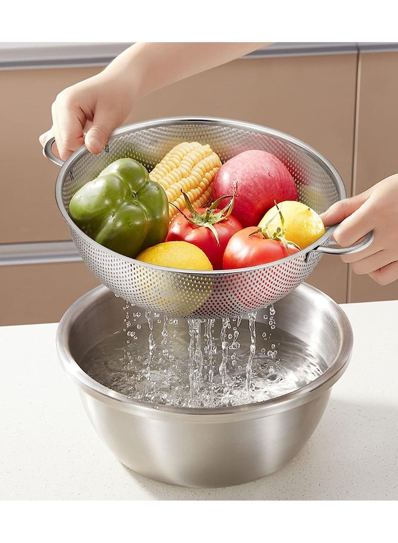 3 Piece Stainless Steel Mesh Micro Perforated Strainer Colander Set (1 Quart, 2.5 Quart and 4.5 Quart) - Image 4