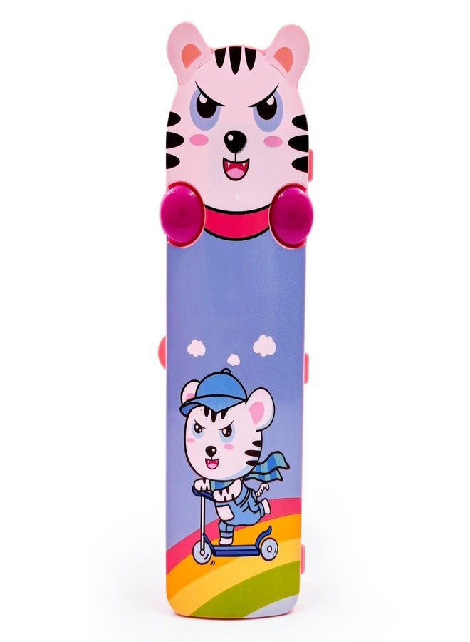 PLAST BOY Cute Kitty Pencil Box for Kids | Cartoon Plastic Pencil Case with Snap Lock | Multi Compartment Stationery Organizer for School Boys & Girls (Red) - Image 1