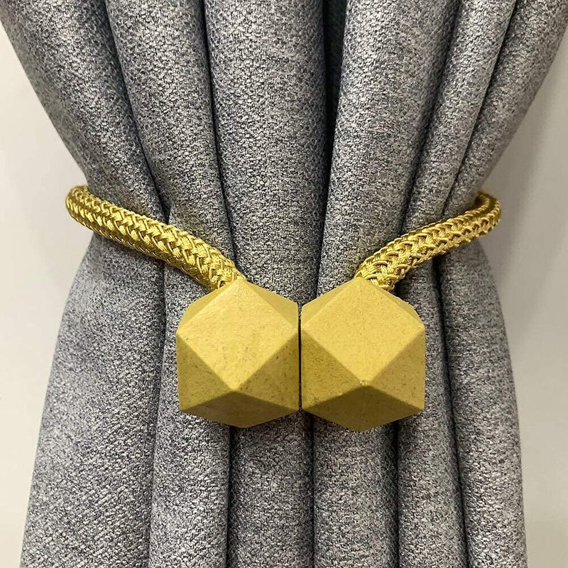 Gokich Gokich Hexa Polyester and Magnet Drapery Hold Backs Binding Curtain Tiebacks Tie Band for Living Room Decoration Yellow 