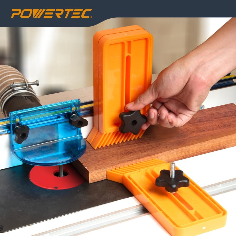 POWERTEC 71832-P2 Stackable Featherboard for Table Saw, Router Table, & Band Saw, Universal T-Track & Miter Slot Mount - Woodworking Safety Tool, 2 PK - Image 2