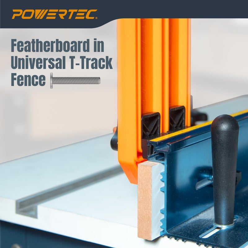POWERTEC 71832-P2 Stackable Featherboard for Table Saw, Router Table, & Band Saw, Universal T-Track & Miter Slot Mount - Woodworking Safety Tool, 2 PK - Image 3