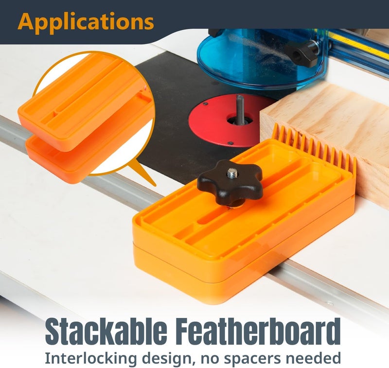 POWERTEC 71832-P2 Stackable Featherboard for Table Saw, Router Table, & Band Saw, Universal T-Track & Miter Slot Mount - Woodworking Safety Tool, 2 PK - Image 5