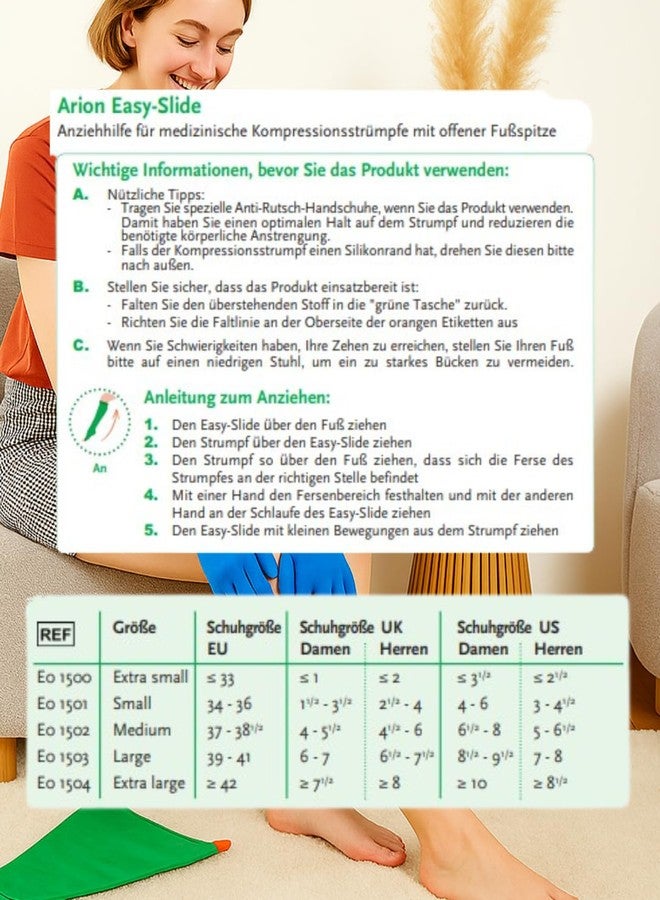 CUPID Easy Slide Application Aid for Compression Stockings for Open Toe Stockings(Xtra Small) (X-Large Shoe Size W 13 1/2 ≥ M 12 ≥, Green) - Image 3