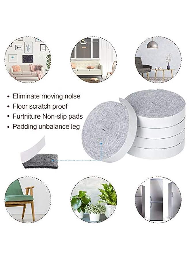 8 Rolls 1/2 x 60 Inch Felt Strips with Adhesive Backing Felt Tapes Rolls Furniture Self-Stick Heavy Duty Polyester for Protecting Furniture and DIY Adhesive(Light Grey) - Image 5