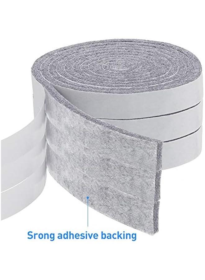 8 Rolls 1/2 x 60 Inch Felt Strips with Adhesive Backing Felt Tapes Rolls Furniture Self-Stick Heavy Duty Polyester for Protecting Furniture and DIY Adhesive(Light Grey) - Image 3