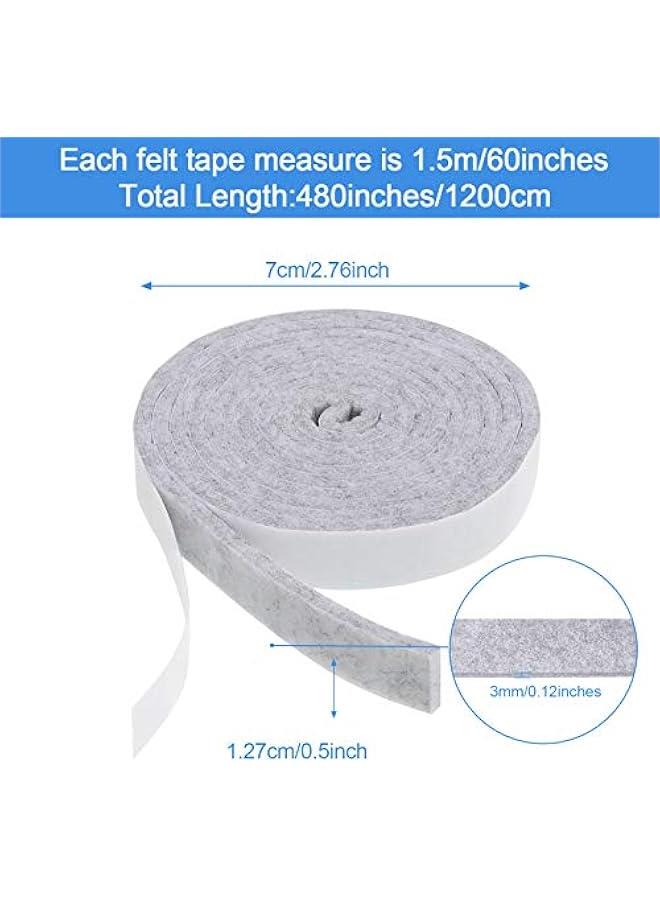 8 Rolls 1/2 x 60 Inch Felt Strips with Adhesive Backing Felt Tapes Rolls Furniture Self-Stick Heavy Duty Polyester for Protecting Furniture and DIY Adhesive(Light Grey) - Image 2