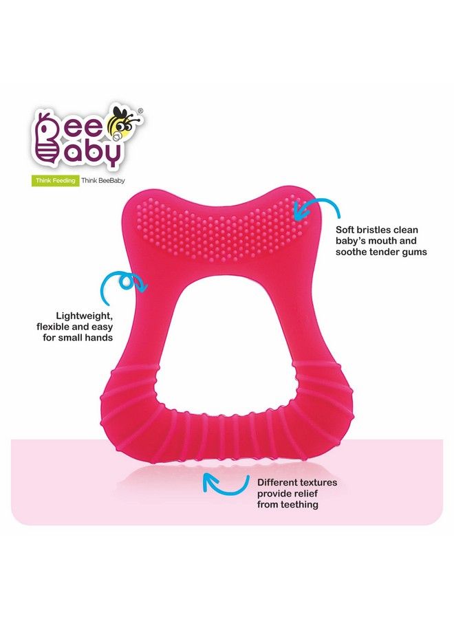 Beebaby Tooth Shape Silicone Teether For 3+ Months With Soft Bristles & Carry Case Bpa Free Teething Toy For Babies With Textured Surface For Soothing Gums. 100% Food Grade (Tooth Pink) - Image 5