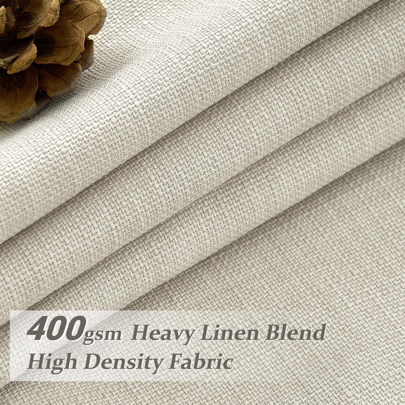 PleatedDrapes Thick Linen Sand Beige Black Out Curtains 96 Inch Long for Living Room, Elegant Pinch Pleated Room Darkening Cream Curtain & Drapes 40x96 Length for Bedroom Privacy Insulated Windows Burg 2 Panels Set - Image 2