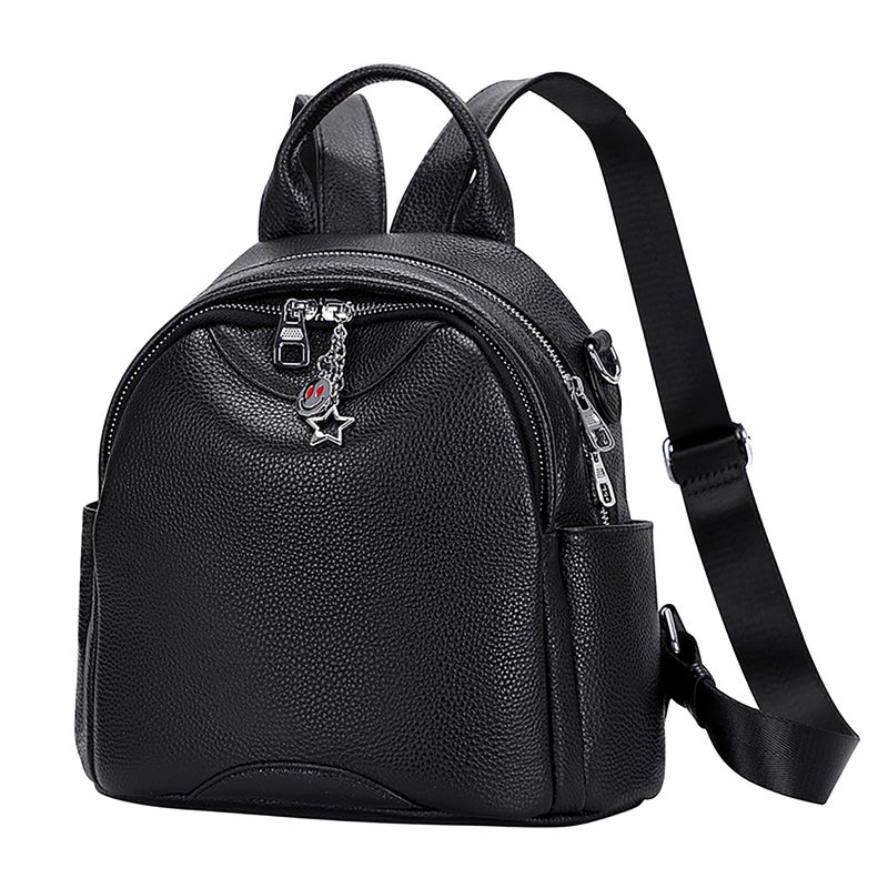 ALTOSY Soft Genuine Leather Backpack for Women Small Convertible Backpack Purse Shoulder Bag for Ladies (S97 Black) - Image 2