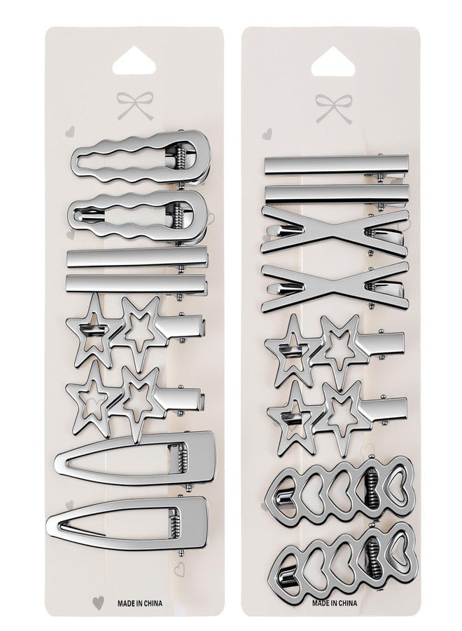 RupeeRise 16PCS Silver Star Hair Clips, Y2K Accessories Set for Emo Goth Style, Starry Hairpins for Daily Use and Parties - Image 1