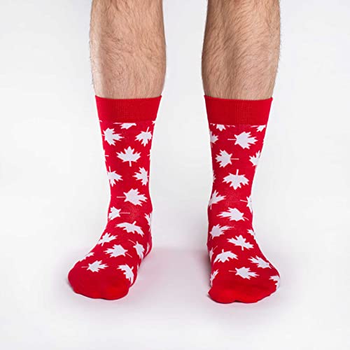 Good Luck Sock Men's Canada Maple Leaf Crew Socks,Large (Shoe size 7-12),Red - Image 2