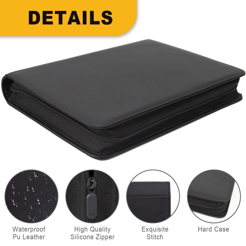 Aokna Toploader Binder, Holds 360 Toploaders, Top Loader Binder with 9 Pockets for 3" x 4" Rigid Cards, Double-Sided Pockets Card Binder Top Loader for Trading Cards or Sports Cards (black) - Image 4