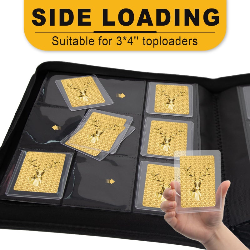 Aokna Toploader Binder, Holds 360 Toploaders, Top Loader Binder with 9 Pockets for 3" x 4" Rigid Cards, Double-Sided Pockets Card Binder Top Loader for Trading Cards or Sports Cards (black) - Image 5