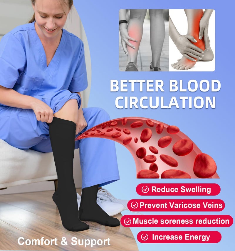 BLONGW Compression Socks for Women & Men Circulation (4 Pairs) 15-20 mmHg is Best Support for Nurses Running Hiking Travel,Small-Medium - Image 4