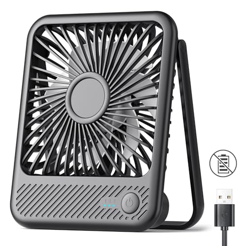 Koonie USB Desk Fan, Strong Wind Ultra Quiet Small Personal Fan with 180° Tilt Folding and 3 Speeds Adjustable, USB-C Corded Powered Mini USB Fan for Office Desktop Bedroom, NO BATTERY - Image 1