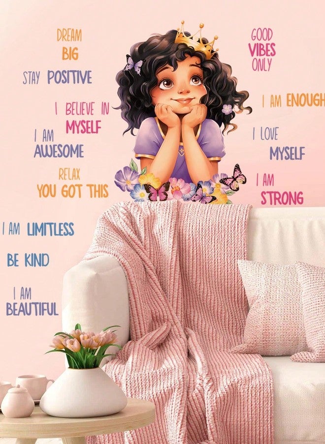 BYTE SHOP Princess Girl Wall Sticker with Inspirational Affirmation Quotes, Motivational Decal for Kids Room Decor - Image 1
