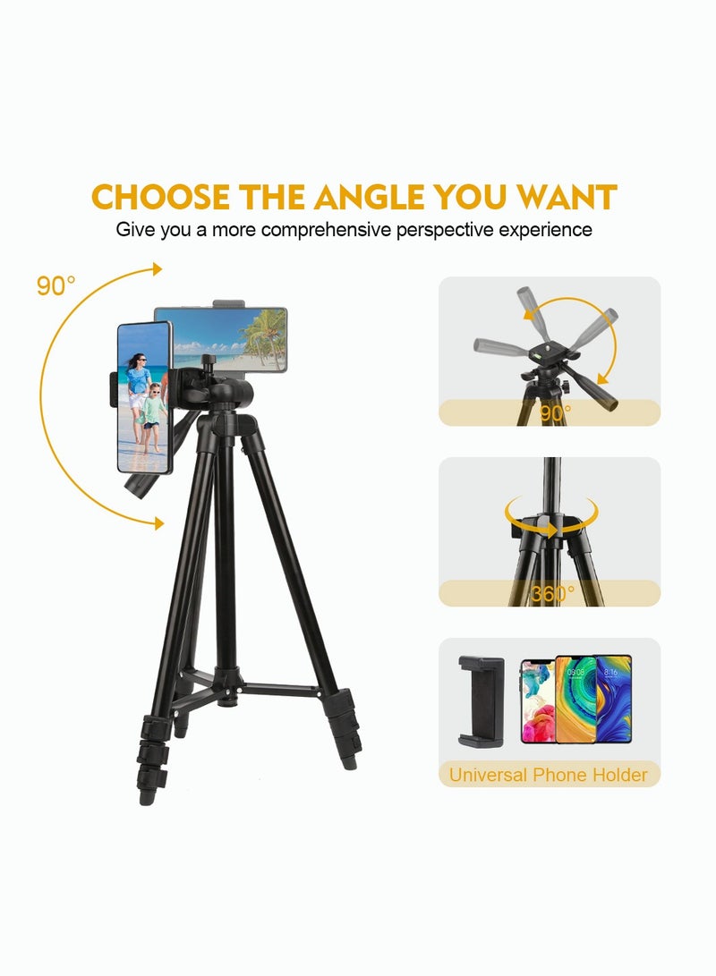 51 Inch Extendable Phone Tripod and Camera Stand with Bluetooth Remote and Clip - Image 4