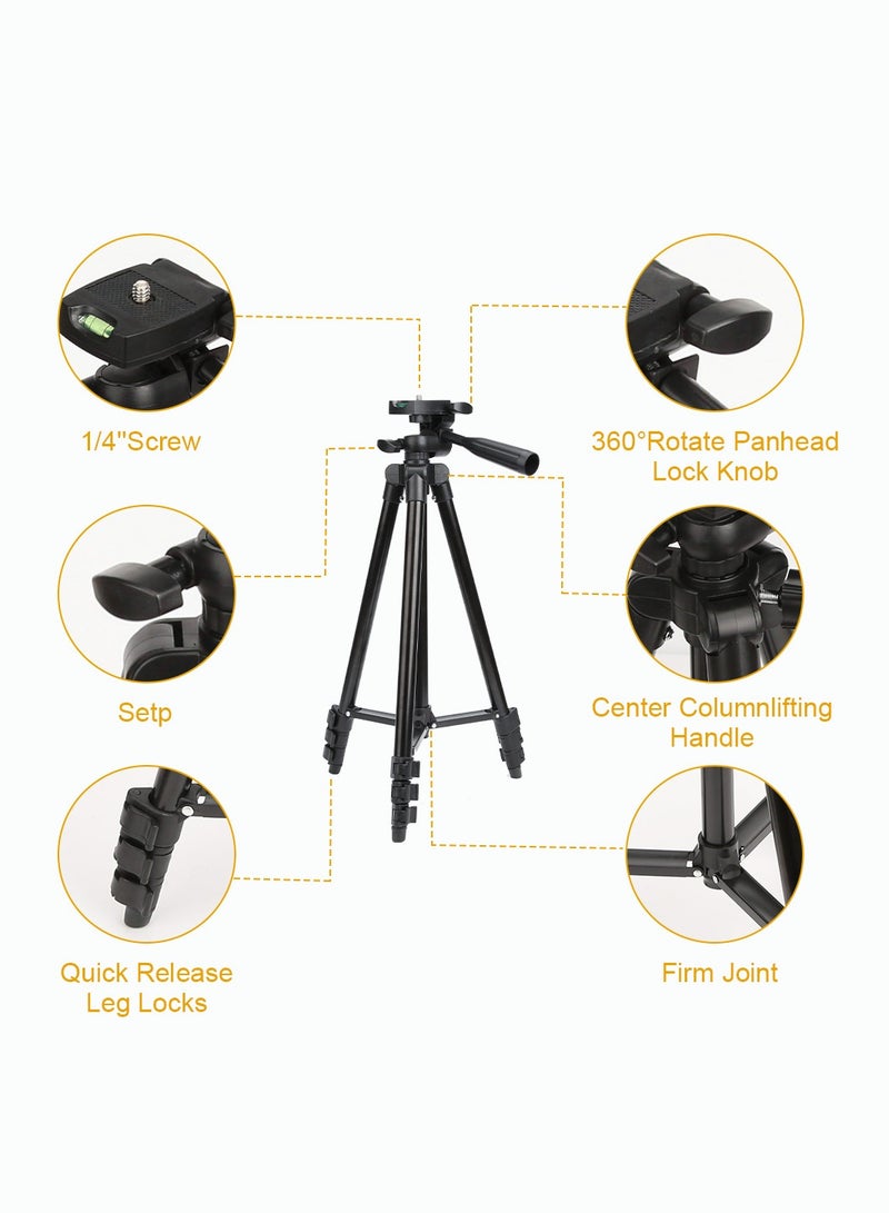 51 Inch Extendable Phone Tripod and Camera Stand with Bluetooth Remote and Clip - Image 3