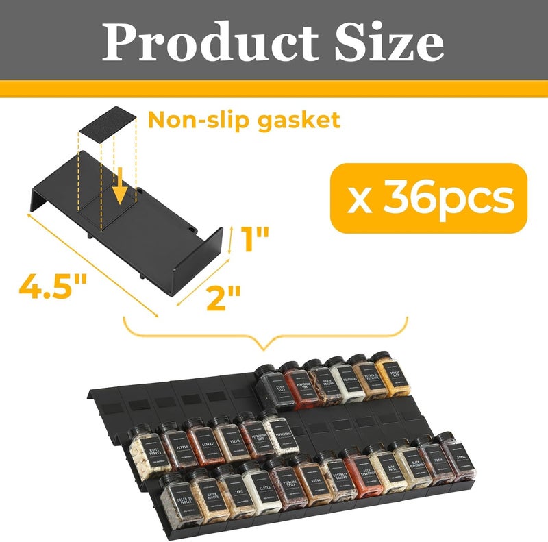 Famhap Store Spice Drawer Organizer, 36PCS Interlocking Expandable Seasoning Rack Tray Insert for Kitchen Drawers, Spice Rack Drawer for Spice Jars - Image 2