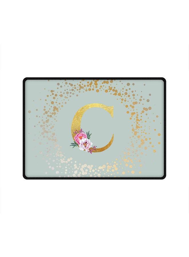 Stylizedd Designer Gaming Mouse Pad Anti-Skid Mousepad Large Keyboard Mouse Pad Desk Mat Custom Monogram Initial Letter Floral Pattern Alphabet - C(Light Grey) - Image 1