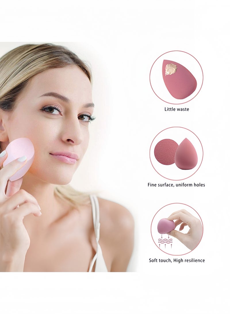 قِيرّا طقم اسفنجات مكياج 7 قطع، إسفنجات مزج للسوائل والكريم والبودرة، خالية من اللاتكس، متعددة الألوان مع 3 إسفنجات صغيرة، نباتي وخالٍ من القسوة، هدية مثالية للنساء (وردي) - Image 4