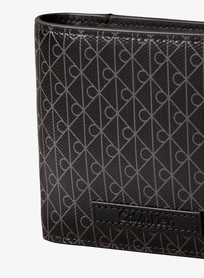 Calvin Klein Black Coated Emblem Print Bifold Wallet for Men | Best Price UAE