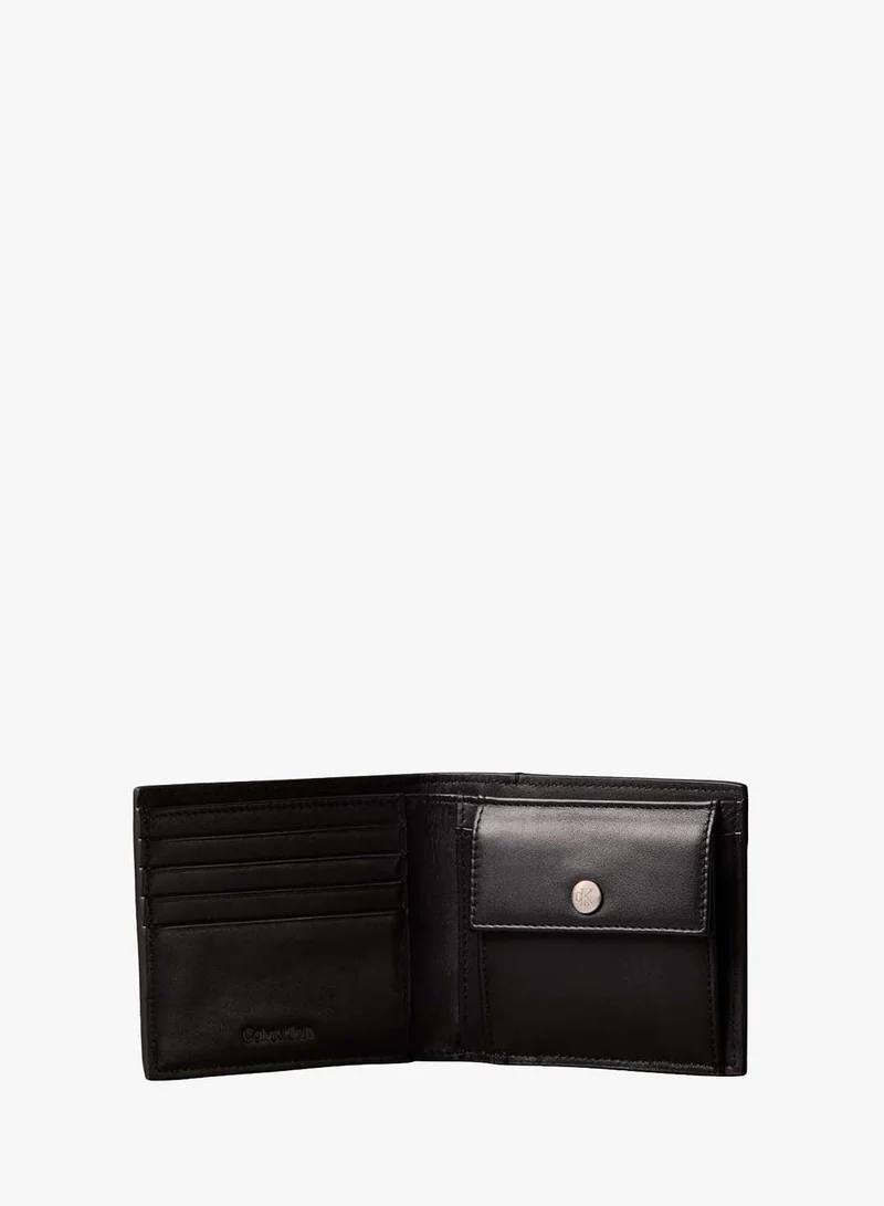 Calvin Klein Black Coated Emblem Print Bifold Wallet for Men | Best Price UAE