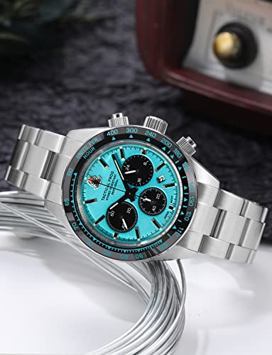 TACTICAL FROG Watch for Men 41mm Panda Chronograph VS75A Solar Quartz Movement Watches Sapphire C3 Luminous 200M Waterproof, Blue - Image 2