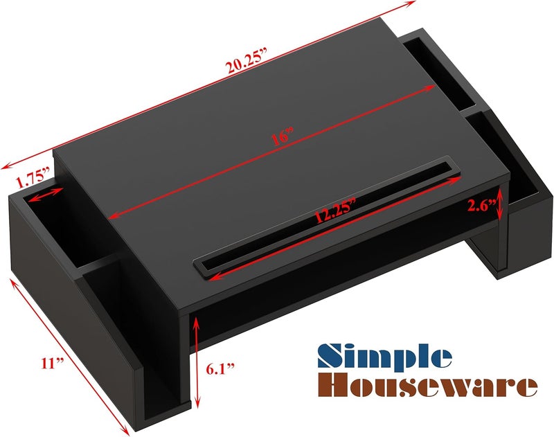 Simple Houseware Desk Monitor Stand Riser with Adjustable Organizer Tray, Black - Image 4