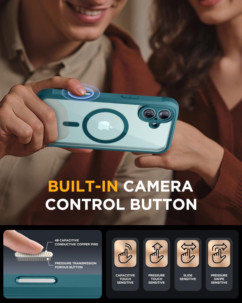 Miracase Magnetic for iPhone 16 Plus Case Full-Body Phone with Built-in Glass Screen Protector, [Compatible with MagSafe] Military Drop Proof 16 Plus Cover Bumper 6.7 inch, Green - Image 5