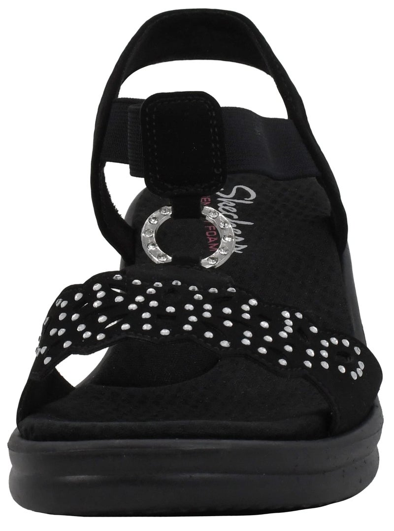 Skechers womens Rumblers - Queen B Wedge Sandal, Black, 7.5 US - Image 2