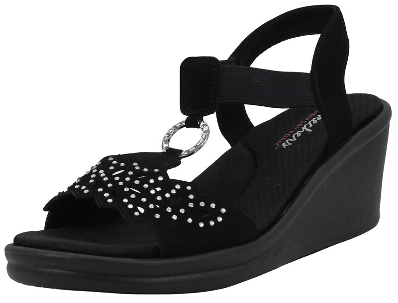 Skechers womens Rumblers - Queen B Wedge Sandal, Black, 7.5 US - Image 1
