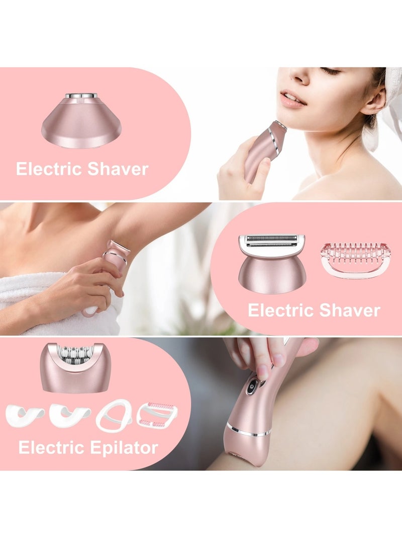 Hatteker 3-in-1 Electric Shaver for Bikini Chin Arm Legs and Underarms Portable Electric Epilator Painless Cordless IPX7 Waterproof USB Charging Dry and Wet Dual Use Hair Remover for Women - Image 2