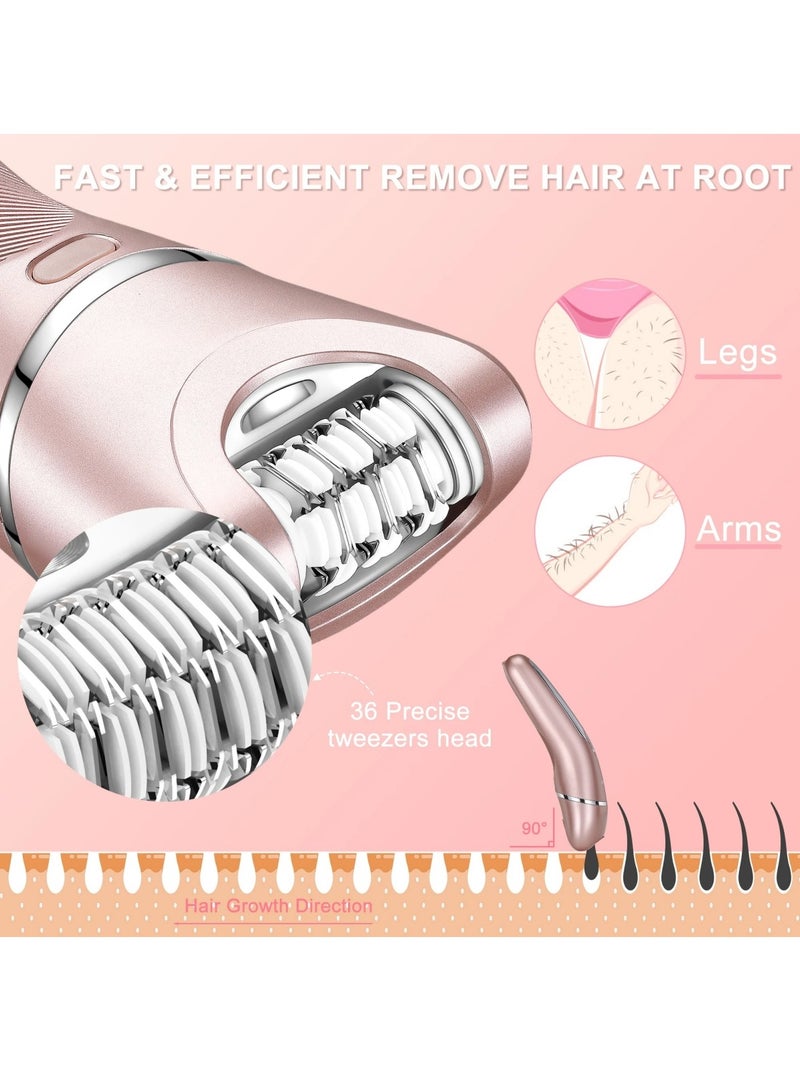 Hatteker 3-in-1 Electric Shaver for Bikini Chin Arm Legs and Underarms Portable Electric Epilator Painless Cordless IPX7 Waterproof USB Charging Dry and Wet Dual Use Hair Remover for Women - Image 3