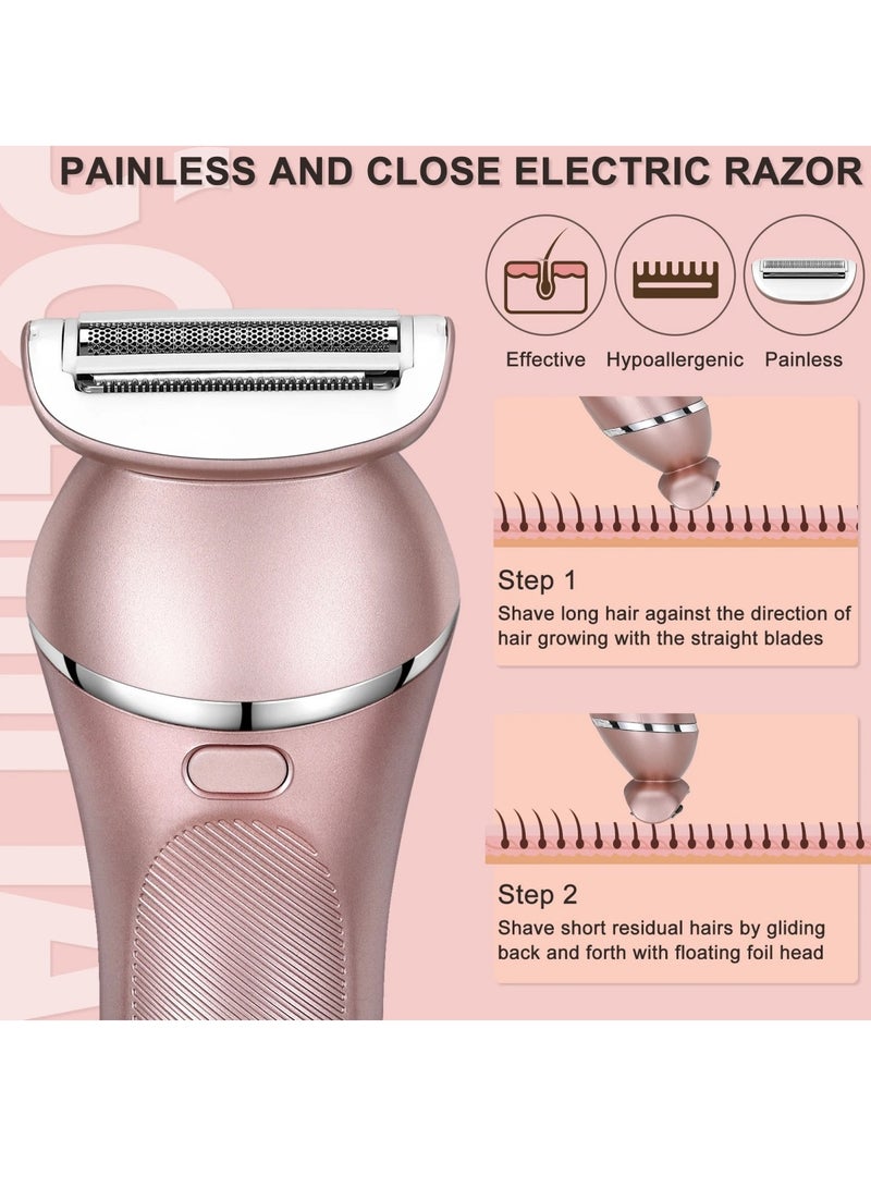 Hatteker 3-in-1 Electric Shaver for Bikini Chin Arm Legs and Underarms Portable Electric Epilator Painless Cordless IPX7 Waterproof USB Charging Dry and Wet Dual Use Hair Remover for Women - Image 4
