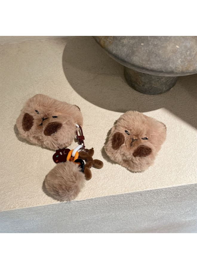 مجموعة سماعات الرأس الكرتونية القطيفة Capybara لأجهزة Airpods Pro2 لأجهزة AppleBluetooth اللاسلكية 1/2/3 الجيل، لطيفة للنساء - اللون: قطيفة Capybara سلسلة - الموديل: AirPods 1/2 Generation - Image 2