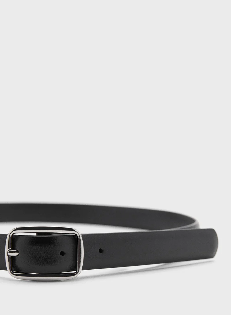 MANGO Buckle Leather Belt