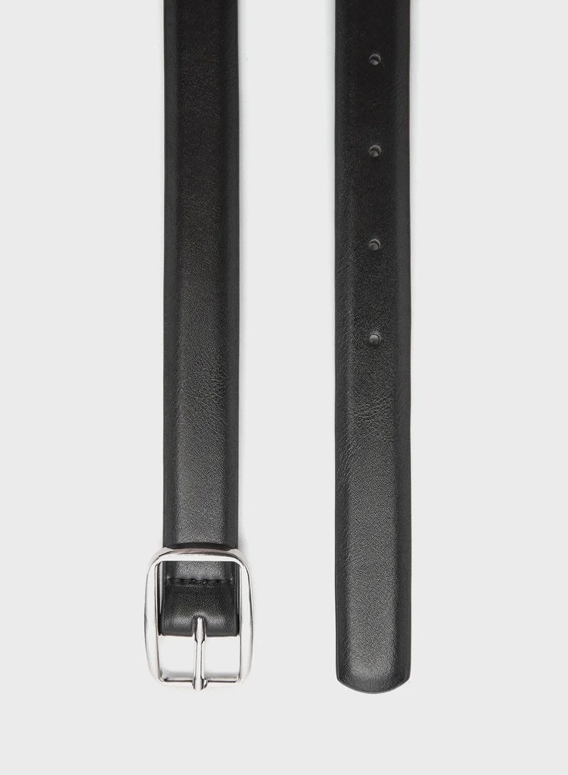 MANGO Buckle Leather Belt