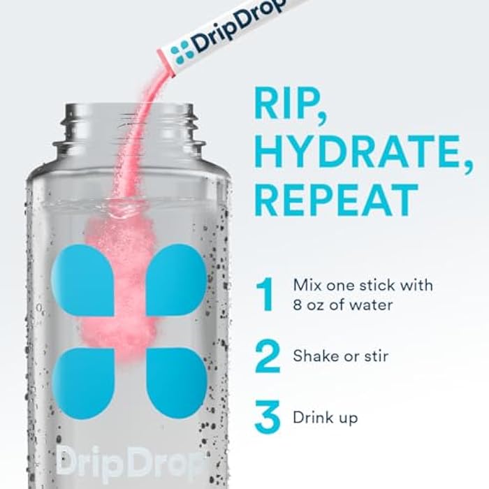 DripDrop Sugar Free Hydration Packets - Zero Classic Variety Pack - Single Serve Electrolytes Powder Drink Mix - Lemon Lime, Watermelon, Peach, Passion Fruit - Non-GMO, Gluten Free, Vegan - 16 Sticks - Image 2