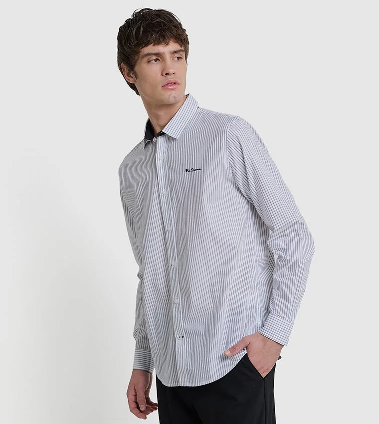 بين شيرمان Ben Sherman Men's Long Sleeve Striped Shirts