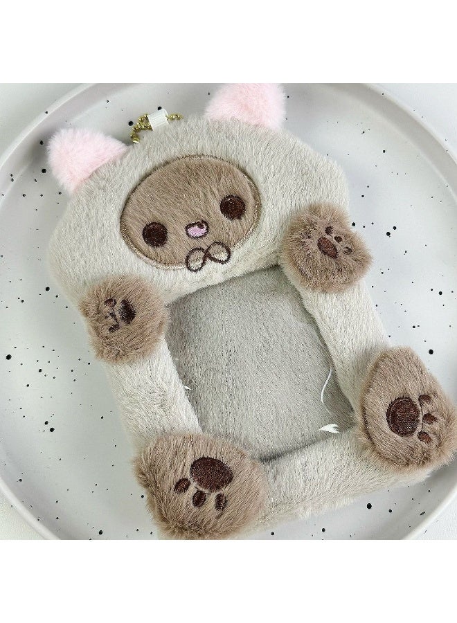 NIBEMINENT 1 - Piece Cute Puppy PlushKpop Photo Card Holder Pendant Key Chain ID Badge Holder ID Card Holder Photo Card Protector for School ID Office ID Access Card for Women Girls - Image 1