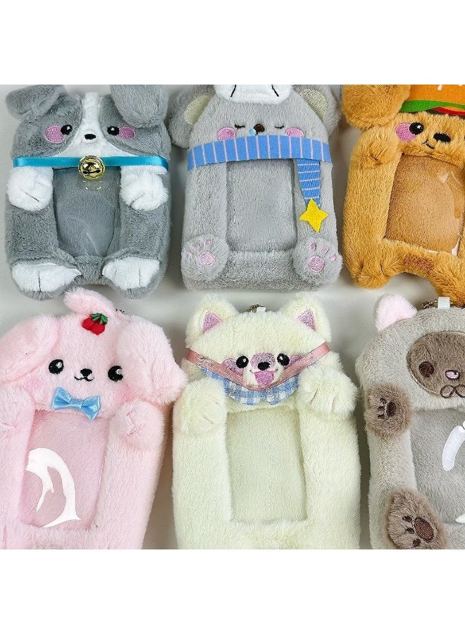 NIBEMINENT 1 - Piece Cute Puppy PlushKpop Photo Card Holder Pendant Key Chain ID Badge Holder ID Card Holder Photo Card Protector for School ID Office ID Access Card for Women Girls - Image 2