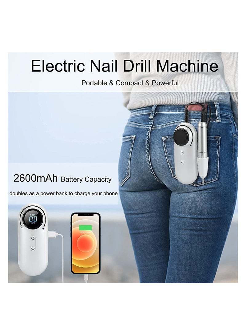 general Electric Nail Drill Machine Cordless, Portable Rechargeable 30000 RPM Professional Nail E-File Kit for Acrylic, Gel Nails, Manicure Pedicure Cuticle - Image 3