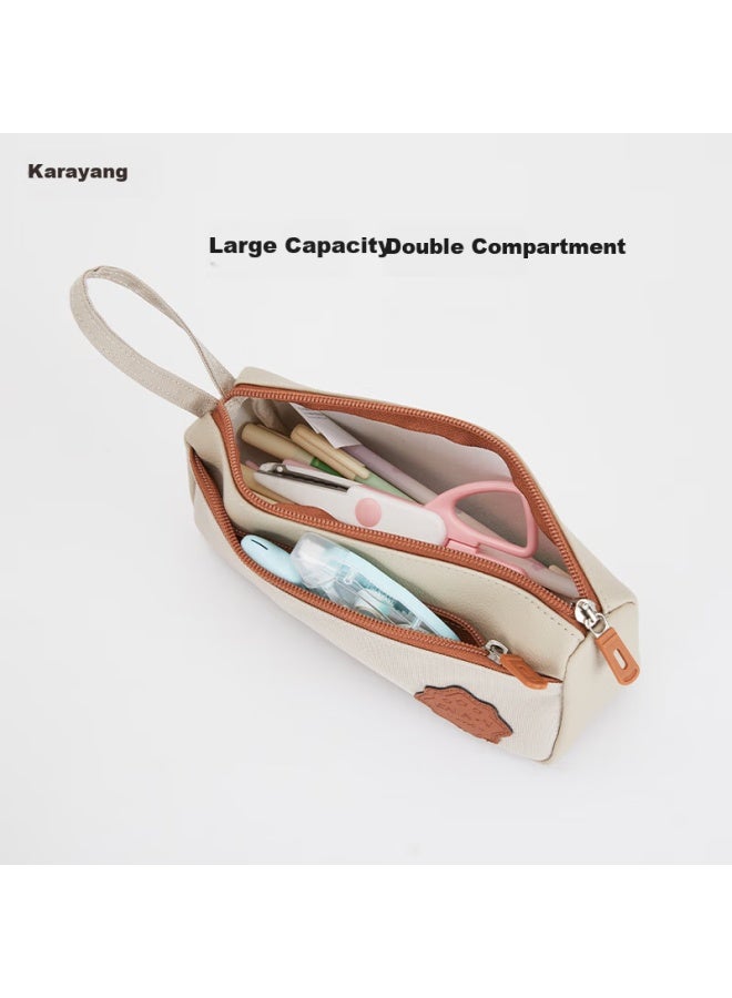 KaLay Kala·y Elementary School Student Stationery Bag Waterproof Stationery Box Men And Women Simple Multi-layer Pen Bag Lavender Purple - Image 3