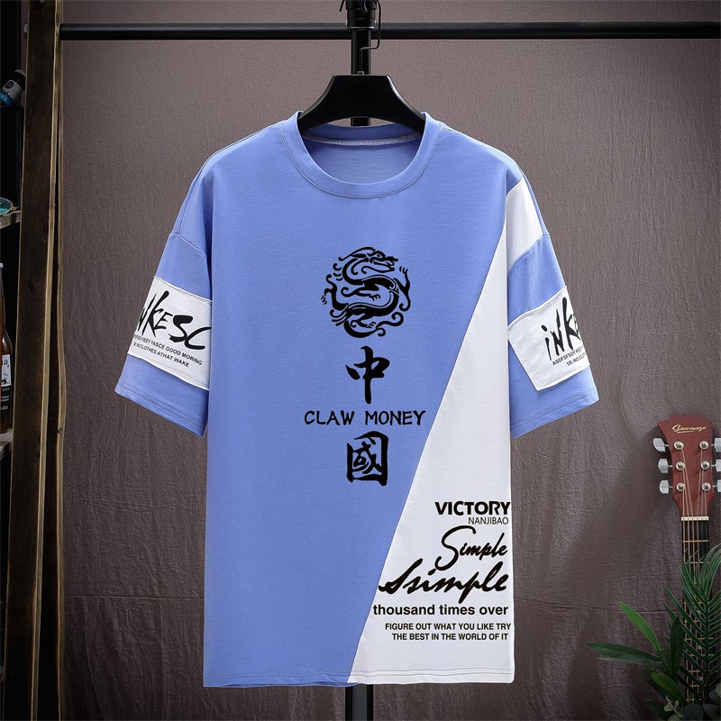 Short-sleeved T-shirt for teenagers boys 12-15 years old junior high school students 13 fashionable handsome sports suit 14 big children summer clothes - Image 1