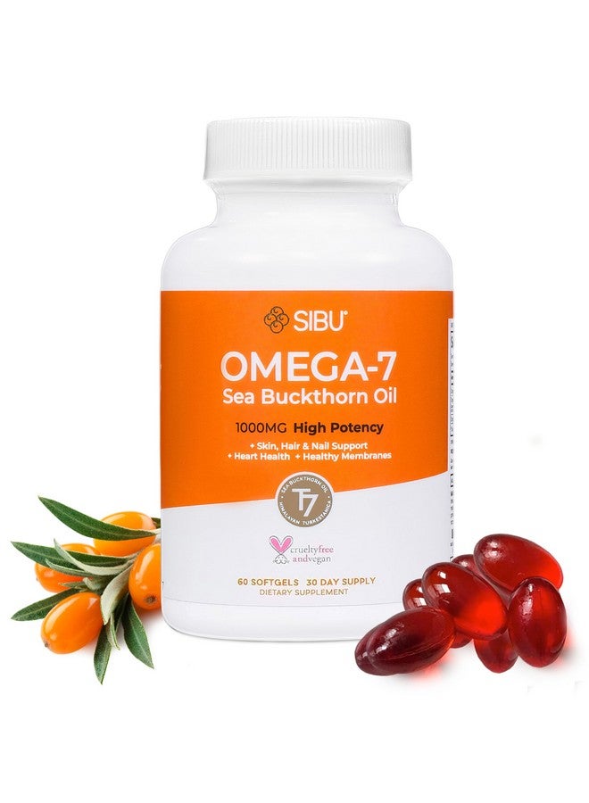 SIBU sibu Omega-7 Softgels, Premium Organic Himalayan Sea Buckthorn Oil (60ct, 30 Day Supply) - Supplement for Healthy Skin, Hair, Nails and Dryness  - Image 1